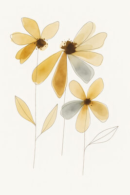 Line Yellow Art Flowers II Image Not Available